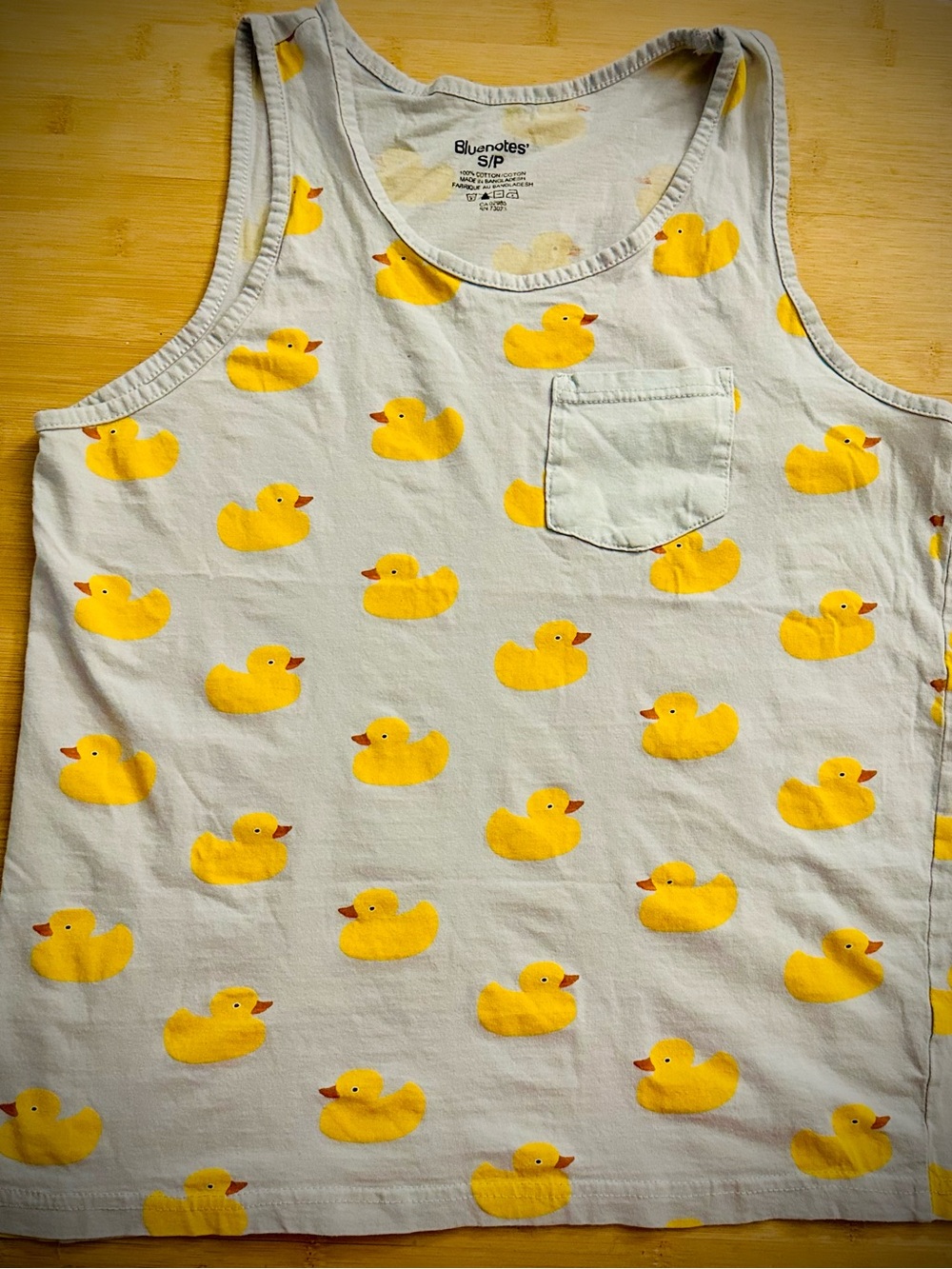 Bluenotes Tank Top with Yellow Duckys Pattern